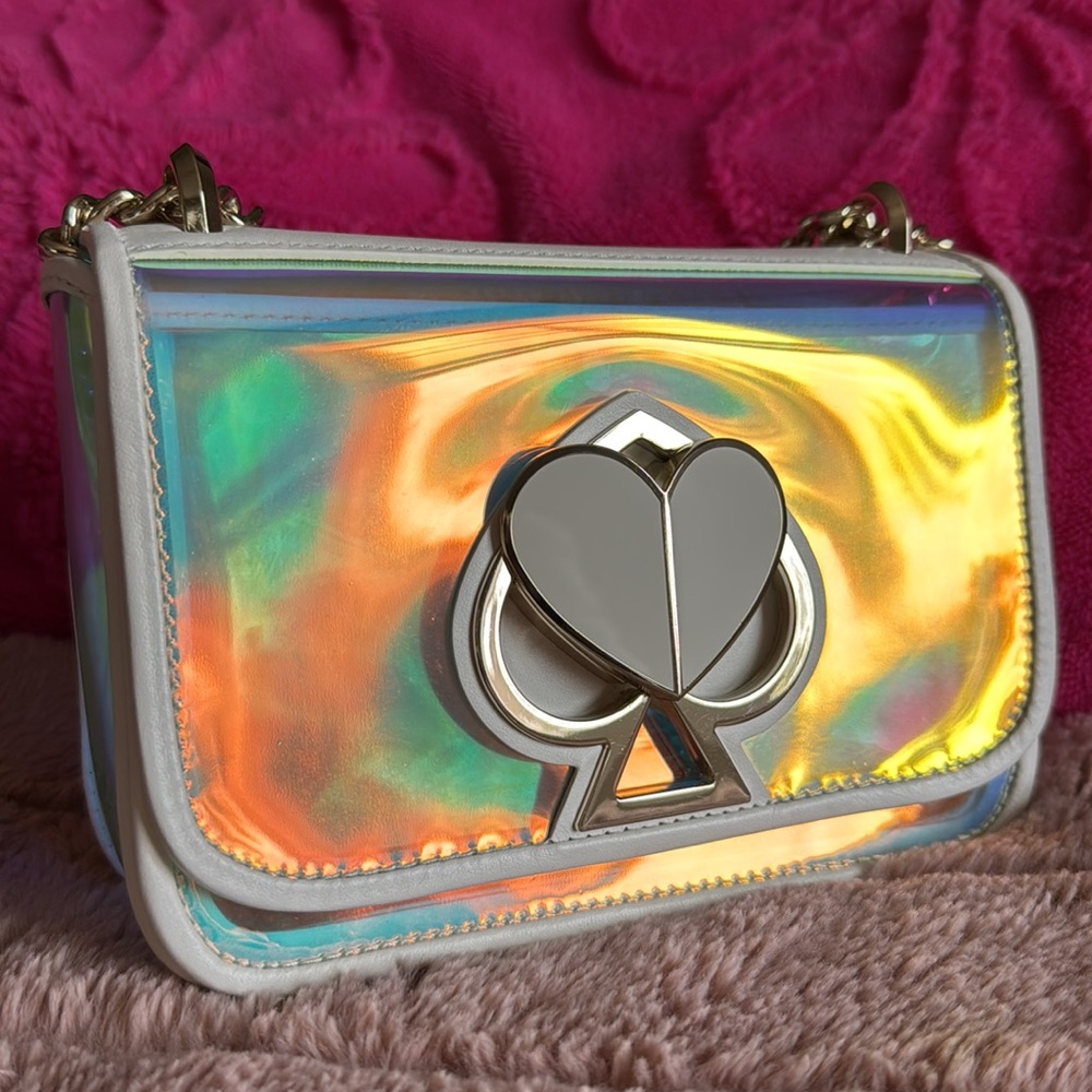 ✨ S O L D ✨ Kate Spade Optic White Hologram Iridescent Nicola Bag - Picture 4 of 11